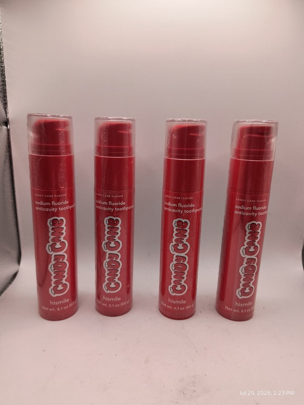 Hismile Toothpaste Limited Edition Candy Cane Lot Of 4 Sealed Exp 9/26 READ
